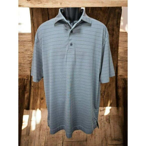 FOOTJOY FJ Men's Gray Striped Golf Polo Large - Picture 1 of 8